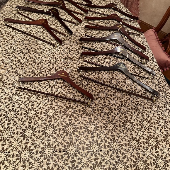 Beautiful vintage Nordstroms thick wood suit or pants hangers w/ gold tone trim - Picture 1 of 3